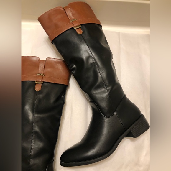 RAMPAGE brown and black two tone faux fur boots SZ . 7M - Picture 5 of 12